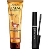Aesco L’oréal Paris Elseve Mucizevi Yağ Saç Güzelleştirici Krem 150 ml - Kuru ve Sert Saçlar & Telescopic Lift Maskara Saç Bakım Seti - 001 Brown