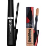 Aesco L’oréal Paris Infaillible Tüm Yüze Uygulanabilir Kapatıcı 330 Pecan & Telescopic Lift Maskara Makyaj Seti - 001 Brown