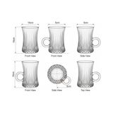 Aesco Lüks Kulplu Çay Fincanı 6 Adet | Berraklığında Cam | Estetik ve Ergonomik Tasarım Çay Bardağı Seti - 0 - Siyah