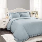 Aesco Lush Decor Lake Blue Reyna Yorgan Fırfırlı 3 Parça Yastık Kılıfı Tam Queen Boy Yatak Takımı - 001-Renkli