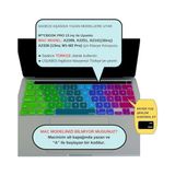 Aesco MacBook Pro Türkçe Q Çeviri Klavye Koruyucu Us Ansı Amerikan Düz Enter A2338 M1 M2 A2251 A2289 A2141 Uyumlu Silikon Keyboard Cover Touch Bar Pembe Yeşil