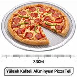 Aesco Mallart® Alüminyum Pizza Pişirme Teli 33 cm - Çıtır Tabanlı Profesyonel Pizza Tepsisi, Delikli Yuvarlak Fırın Teli, Lavaş ve Pide Pişirme Izgarası - 0 - 19 L