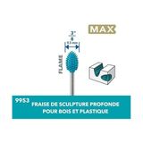Aesco Max High Performance Power Carving Bit (9953), Paslanmaz Çelik Malzeme, 9,5 mm Genişliğinde "alev", Ahşap, Plastik, Eva Köpük ve Kauçuk Oymak Için. Dremel Max Life Parçası
