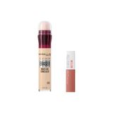 Aesco Maybelline New York Instant Anti Age Eraser Kapatıcı 00 Ivory & Mini Super Stay Matte Ink Likit Mat Ruj 65 Seductress Makyaj Seti
