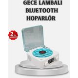 Aesco Mey Ithalat® 3-Ü-1 Gece Işığı Bluetooth Hoparlör Dijital Saat Vintage Plak Çalar Tasarımlı