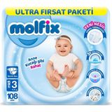 Aesco Mey Ithalat® Bebek Bezi Ultra Fırsat Paketi 3 Beden 4-9 kg 108 Adet