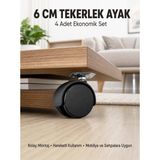 Aesco Mey Ithalat® Halı ve Beton Uyumlu Kilitsiz Mobilya Tekerleği 4’lü