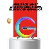 Aesco Mey Ithalat® Kablosuz Şarjlı Atmosfer Lambası Bluetooth Hoparlör ve Akıllı Alarm Özellikli
