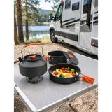 Aesco Mey Ithalat® Kompakt Kamp Yemek Seti Alüminyum Tencere Tava Çaydanlık Taşıma Fileli Outdoor Set