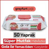 Aesco Mey Ithalat® Mutfak Temizlik Havlusu 50 Adet Greyfurt