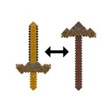 Aesco Minecraft 2'si 1 Arada Kılıç ve Kazma, Çocuklara Uygun Boyutta Canlandırma Oyunlarına Yönelik 2'si 1 Arada Dönüşebilen Oyuncak ve Kostümler, JKC15 - (DipCamo)Charcoal-White
