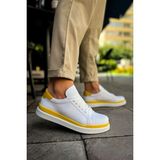 Aesco MN979 - Santoni Gbt Spor Erkek Ayakkabı Beyaz/sarı - 42 - Beyaz - Sarı