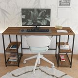 Aesco Modern Çalışma Masası - Kitaplıklı ve Ceviz-Siyah Tasarım