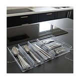 Aesco Modüler Organizer Set Mutfak Çekmece Içi Düzenleyici Çatal Kaşık Bıçak Organizeri Kristal (6'lı Set)