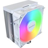 Aesco Montech NX400 Argb - Cpu Soğutucu, Tek Kule, 4 Gelişmiş Isı Borusu, 52 Kanatlı Isı Emici, E28, 120 mm Fdb Statik Basınçlı Fan, 28 mm Fan Kalınlığı, Köşe Kapağı Ayak Pedleri, Argb - Beyaz