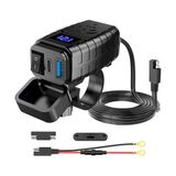 Aesco Motosiklet Hızlı Şarj Cihazı 12V-24V Su Geçirmez Çift USB Type-C Pd Hızlı Şarj Portu Gidon Bağlantılı Telefon Tablet Şarj Adaptörü, Motosiklet, Bisiklet, Atv, Tekne, Motor Aksesuarı Mt4