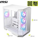 Aesco Msı Mag Pano 100R Pz Whıte Temperli Cam 3X120MM 1X120MM Argb Fan Atx Beyaz Panoramik Gaming Bilgisayar Kasası - 130 W