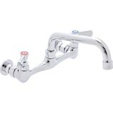 Aesco Mutfak Lavabosu Kurşunsuz Musluk - Durasteel 20,32 cm Merkezi Duvara Monte Ticari Mutfak Lavabo Bataryası 15,24 cm Döner Ağızlı - Nsf Sertifikalı - Çift Kollu Tutacaklar - Pirinç Yapılı ve Krom Cilalı - 00-Siyah - Beyaz