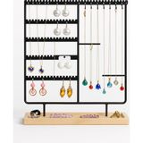 Aesco Onomo Takı Organizeri, Takı Standı Metal Stand ve Ahşap Taban, 35X30X9.5 Cm, Küpe Kolye Yüzük Düzenleyici, Siyah - 00-Siyah - Beyaz