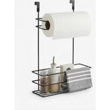 Aesco Orret Home Dolap Içi Asılabilir Metal Kağıt Havluluk ve Deterjan Sepeti Organizer – Dolap Kapağına Asılabilir Kağıt Havlu Askılığı, Deterjan Düzenleyici Raf, Mutfak ve Banyo Kapak Içi Metal Organizer - Ahşap