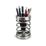 Aesco Orret Home Metal Spiral Kalemlik, Paslanmaz Çelik Yay Tasarımlı Masaüstü Kalemlik, Gümüş Ofis Kalem Tutucu, Modern Masa Düzenleyici Organizer, 12 cm - 41 Delft Blue