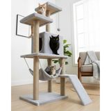 Aesco Oyun Evi Platformlu Kedi Tırmalama Kulesi, Gri Renk - 02-Gri