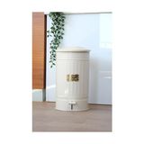 Aesco Paslanmaz Galvaniz Metal 30 Litre Pedallı Çöp Kovası (Krem)