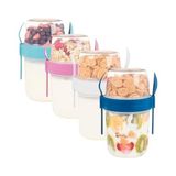 Aesco Pembe Saklama Kabı – 2 Katlı Taşınabilir Yemek Kabı, Kaşık ve Çatal Dahil 18X10 cm - 0,5 x 7 cm
