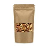 Aesco Pencereli Kraft Doypack Kilitli Poşet (11X18,5 Cm) - 50 Adet - Dik Duran Kilitli Torba, Küçük Boy (Yaklaşık 100 gr Malzeme Için)