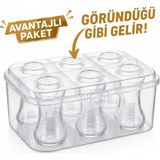 Aesco Piev Urve 6 Gözlü Çay Bardağı Taşıma Kabı Aparatı, Kilitli Kapaklı Bardak Saklama Kutusu, Mutfak, Piknik, Kamp ve Karavan Için Pratik Taşıma Kabı - 0,33 - 00-Siyah - Beyaz