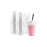 Aesco Plastik Şeffaf Bardak Kapaklı Milkshake Bardağı Kahve Bardağı Soğuk Içecek Bardağı 400ML 100 Adet - Acı Yeşil