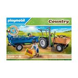 Aesco Playmobil Country 71249 Römorklu Traktör, Taşıma Kutuları Dahil, Organik Çiftlik Için Yeşil Traktör, 4 Yaşından Büyük Çocuklar Için Sürdürülebilir Oyuncak