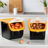 Aesco Porsima 1506 Turuncu 2'li Çok Amaçlı Plastik Patates Soğan Sarımsak Saklama Kutusu 12 L - 001-Renkli - 1 Adet - 0,21 L