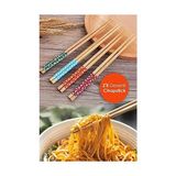 Aesco Pratik 2'li Desenli Yıkanabilir Kore Çin Bambu Chopsticks Yemek Çubuğu |desenli Bambu Chopstick - 01P-Pembe