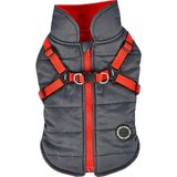 Aesco Puppia Mountaineer Kışlık Köpek Montu Entegre Koşum Takımı Çekme Yapmaz Soğuk Hava Su Geçirmez Sıcak Polar Arka Fermuar Küçük ve Orta Boy Köpekler Için, Gri, Xx-Large - -- - ---