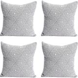 Aesco Rayme Tekstıl Lüks 100% Pamuk Dekoratif Desenli Kırlent Kılıfı 4 Adet Set 45X45 Cm, Kaliteli Pamuklu Kumaş Kırlent ve Minder Kılıfı (Açık Gri, 4 Adet 45X45 Cm)