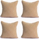 Aesco Rayme Tekstıl Lüks 100% Pamuk Dekoratif Desenli Kırlent Kılıfı 4 Adet Set 45X45 Cm, Kaliteli Pamuklu Kumaş Kırlent ve Minder Kılıfı (Altın Sarısı, 4 Adet 45X45 Cm)