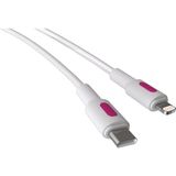 Aesco Remorax Coral Type C-Lightning 27WATT Pd Hızlı Şarj Kablosu (Beyaz + Fuşya/beyaz Uç) (120 Cm)