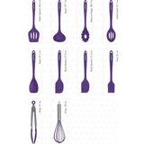 Aesco Salvatore 10 Parça Mor Isıya Dayanıklı Yanmaz Yapışmaz Silikon Spatula Seti - VLT1156 - 0,5 x 7 cm