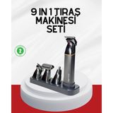 Aesco Şarjlı 9’u 1 Arada Çok Amaçlı Erkek Bakım Seti Yıkanabilir Başlıklar