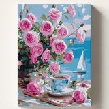 Aesco Sayılara Göre Boyama Tuvali, 40X50 cm Temalı Fırça ve Boya Seti - 41 Delft Blue
