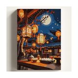 Aesco Sayılarla Boyama Tuval Hobi Seti Japon Kültürü Temalı Fırça ve Boya Dahil Set (Çıtalı) 40X50 cm Kendin Yap Sayılarla Tuval Boya Kiti (Kasnaklı) - 41 Delft Blue