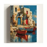 Aesco Sayılarla Boyama Tuval Hobi Seti Köyevi Sandal Temalı Fırça ve Boya Dahil Set (Çıtalı) 40X50 cm Kendin Yap Sayılarla Tuval Boya Kiti (Kasnaklı) - 41 Delft Blue