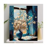 Aesco Sayılarla Boyama Tuval Seti Fırça Boya Dahil Çıtaya Gerili 40X50 cm - Camdaki Vazo - 41 Delft Blue