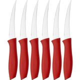 Aesco Sebze ve Meyve Bıçağı, Çelik, Kırmızı, Lazer Kesim Tırtıklı Uç, 22 Cm, 6 Adet - 0 - 19 L