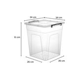 Aesco Şeffaf Plastik Saklama Kutusu, Kilitli Kapaklı - 34 * 36,5 * 41 cm (30 Litre)