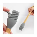 Aesco Silikon Spatula ve Fırça Seti, 5 Parça, Karışık Renkli, Bambu Saplı - 0,5 x 7 cm