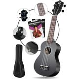 Aesco Siyah Soprano Ukulele Seti, Gül Ağacı Detaylar ile Zengin Ses