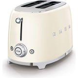 Aesco Smeg Beyaz TSF01CREU Retro Krem 2x2 Slot Ekmek Kızartma Makinesi - Ahşap - Bej - Siyah