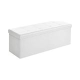 Aesco Songmıcs Tabure 120 Litre, Saklama Kutusu, Tabure, Katlanabilir, 300 Kg'a Kadar Yük, Sentetik Deri Kapak, Döşemeli, Beyaz LSF702